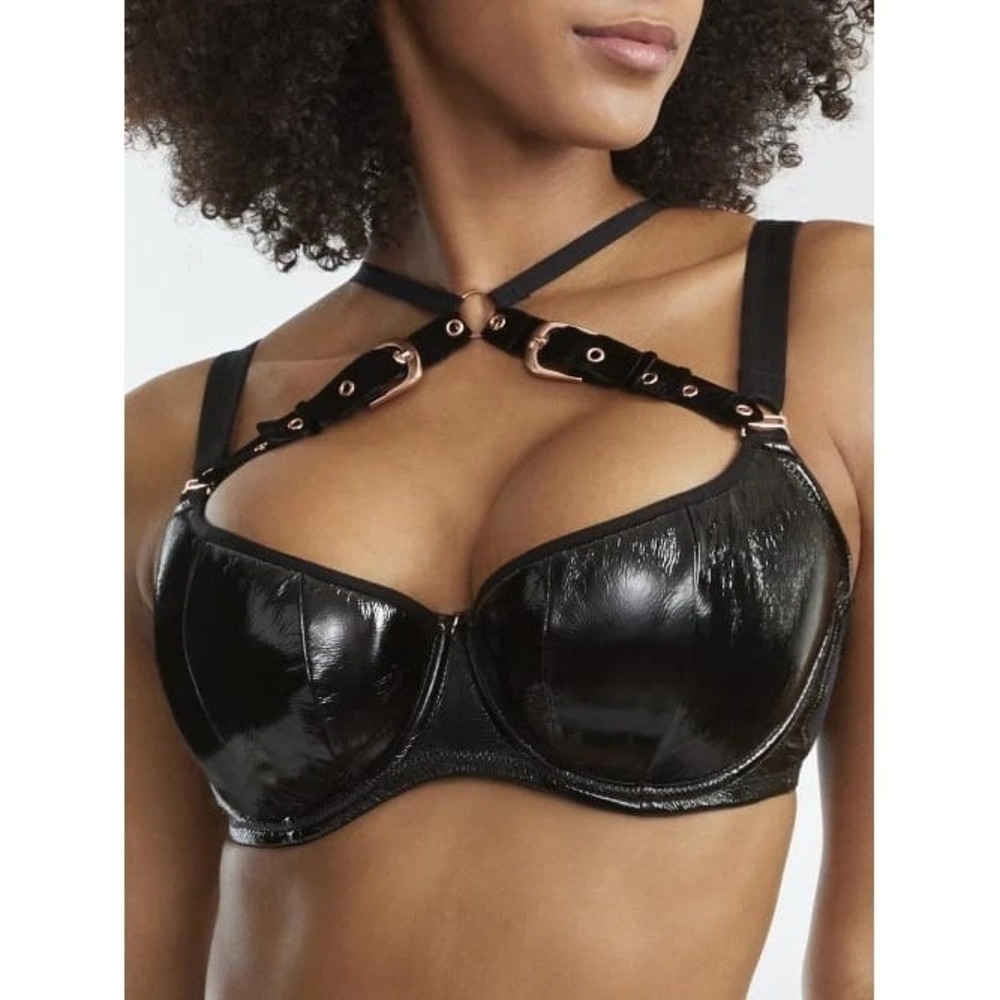 Curvy Kate BLACK Scantilly Buckle Up Padded Half Cup Bra US 32DD Black Underwire